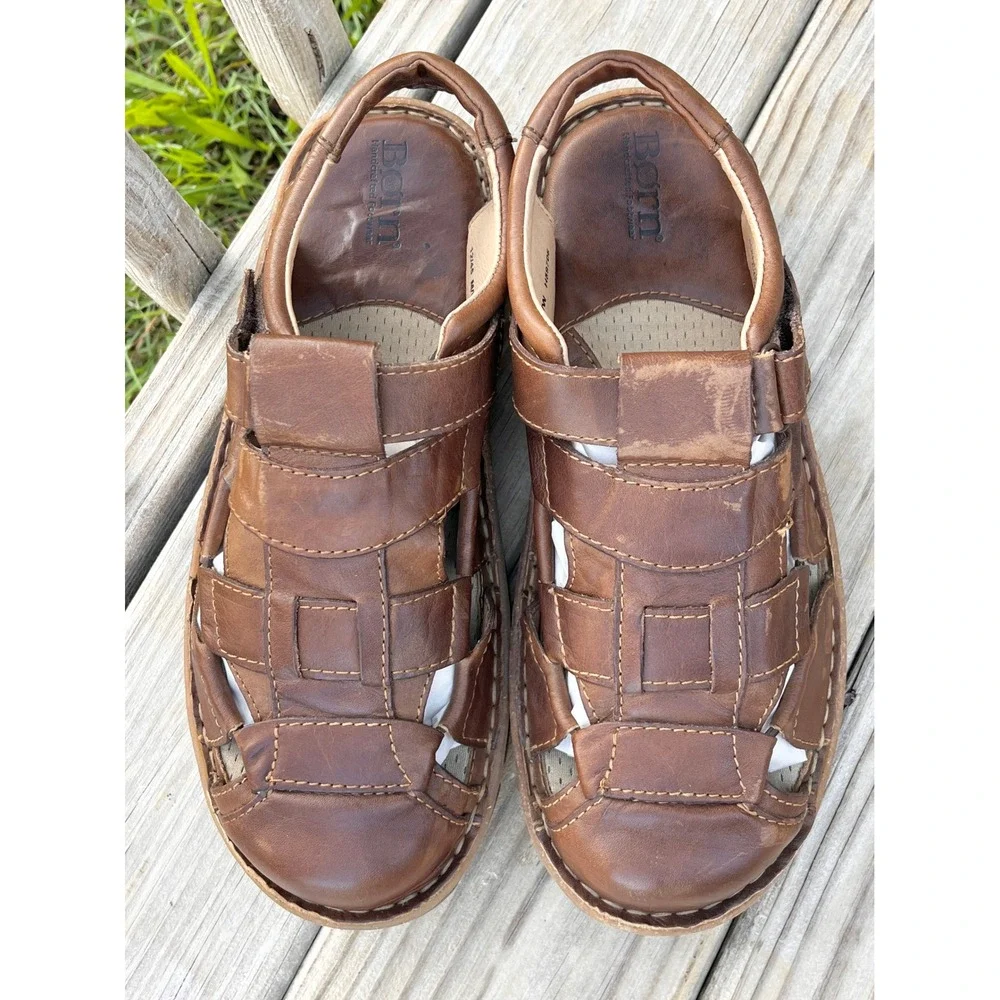 Born Fishermen Sandals Mens 12 Brown Leather H59706 Rugged Hiking Dad Vintage